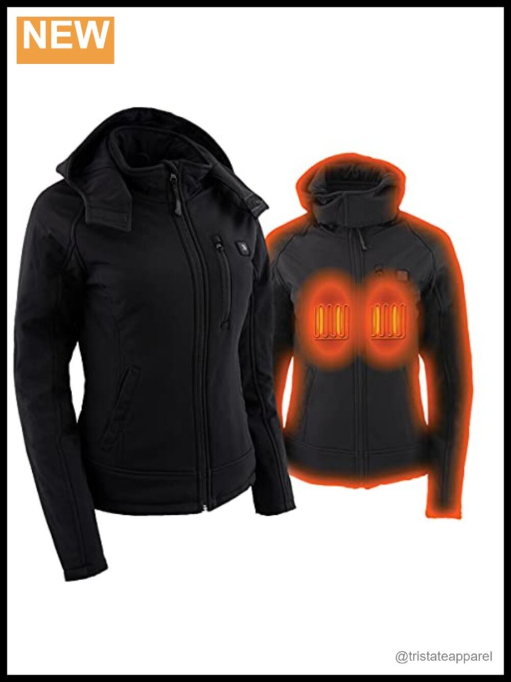 Heated Soft Shell Hooded Jacket Rechargeable Battery Included Reflective Winter